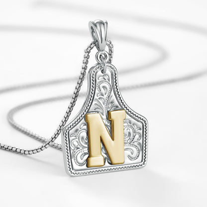 Custom Letter Pendant Cow Tag Initial Necklace 🤠