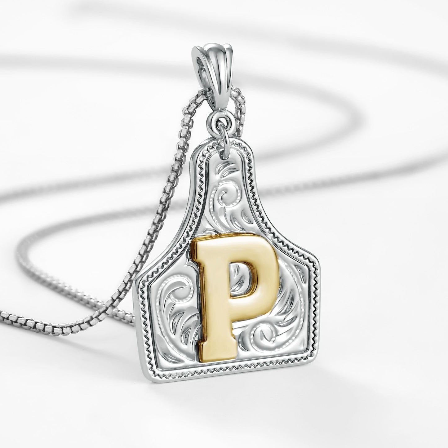 Custom Letter Pendant Cow Tag Initial Necklace 🤠