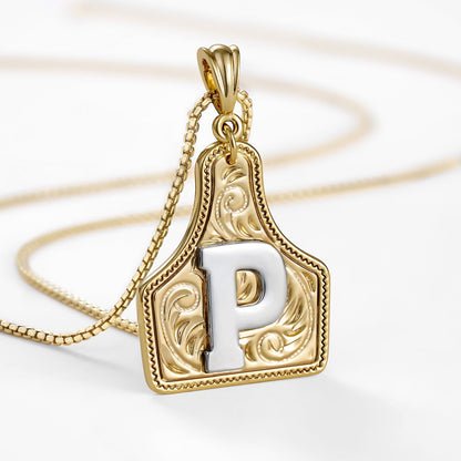 Custom Letter Pendant Cow Tag Initial Necklace 🤠