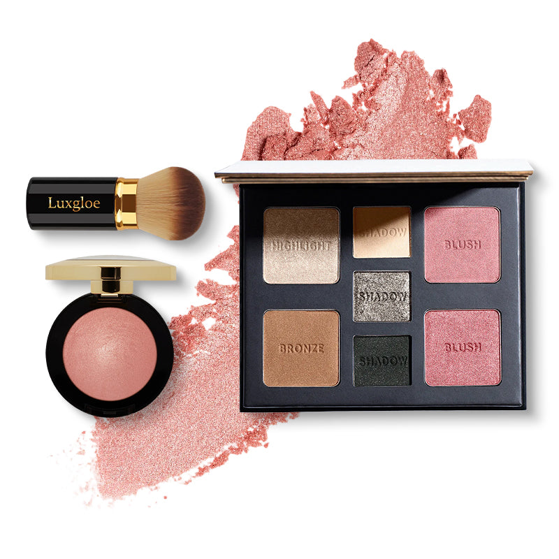 Flawless Finish Makeup Trio – Multi-Use Palette, Baked Blush & Pro Brush
