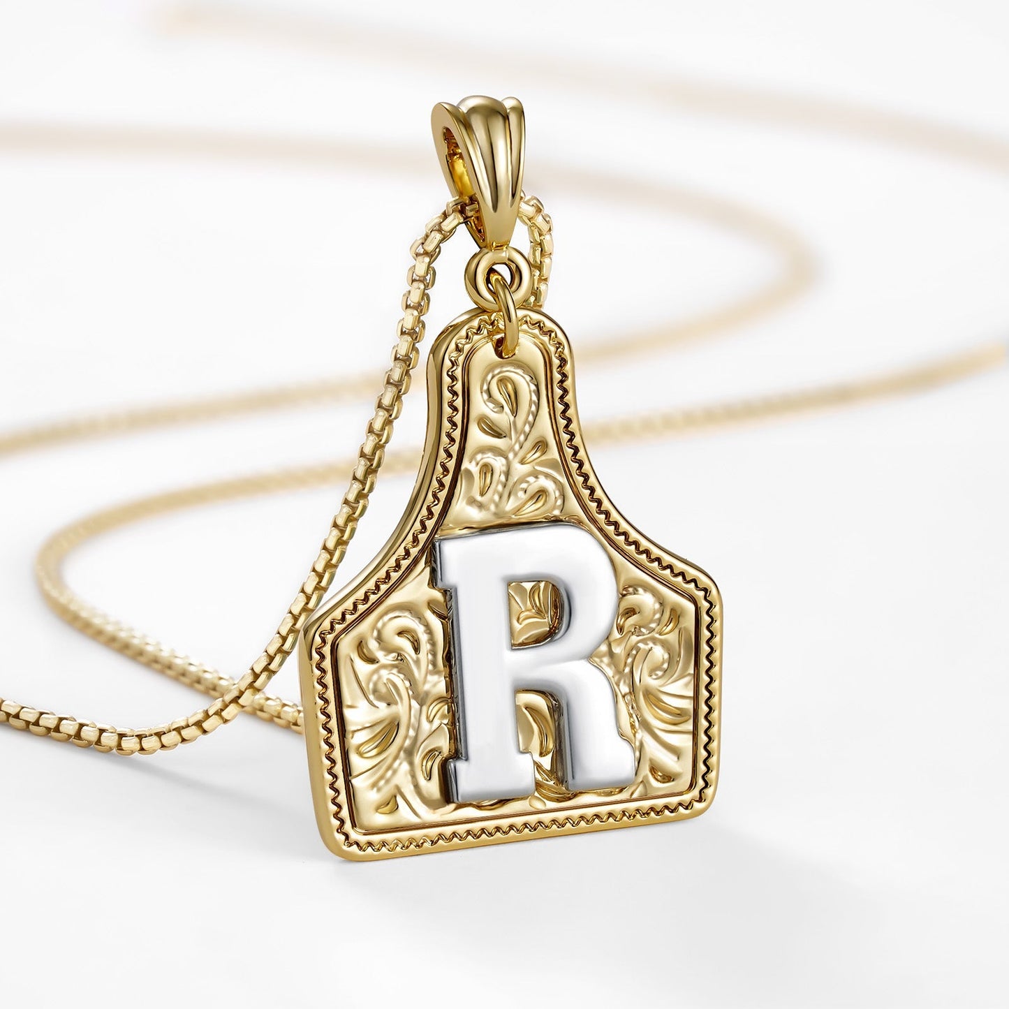 Custom Letter Pendant Cow Tag Initial Necklace 🤠