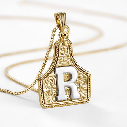 Custom Letter Pendant Cow Tag Initial Necklace 🤠