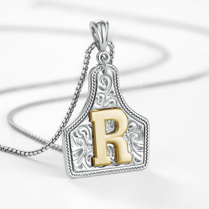 Custom Letter Pendant Cow Tag Initial Necklace 🤠