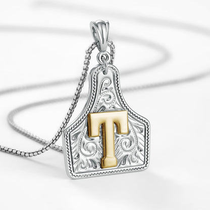 Custom Letter Pendant Cow Tag Initial Necklace 🤠