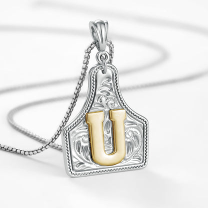 Custom Letter Pendant Cow Tag Initial Necklace 🤠