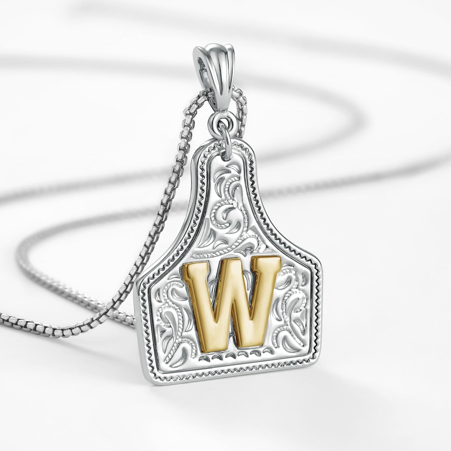 Custom Letter Pendant Cow Tag Initial Necklace 🤠