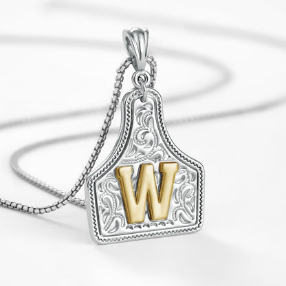 Custom Letter Pendant Cow Tag Initial Necklace 🤠