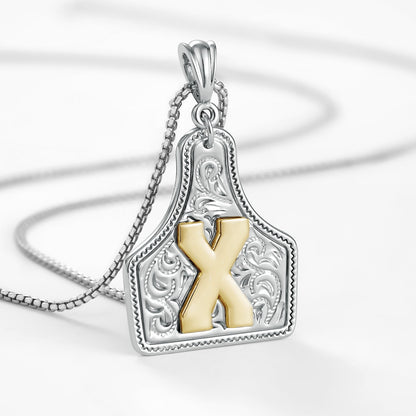 Custom Letter Pendant Cow Tag Initial Necklace 🤠