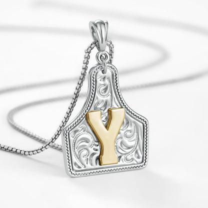 Custom Letter Pendant Cow Tag Initial Necklace 🤠