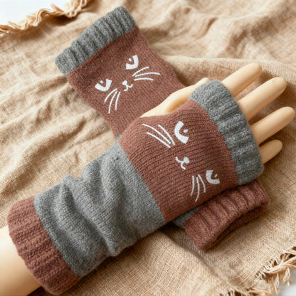 🔥Black Friday Sale Is On Fire!❄️Women’s Knitted Fingerless Gloves with Cute Cat – Cozy, Stylish & Practical Winter Hand Warmers 🐾