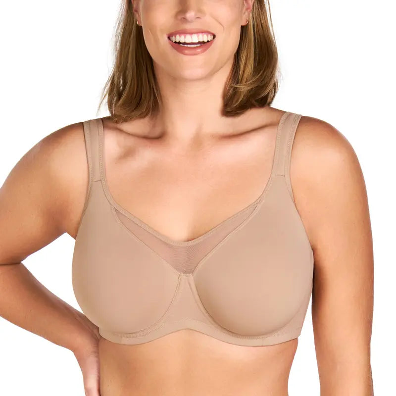 Plus Size Unlined Non-Padded Underwire Smoothing Wide Strap Full Coverage Minimizer