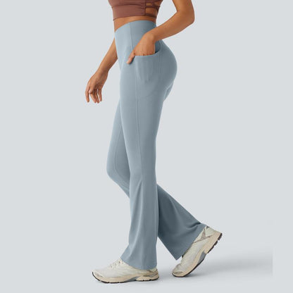 High Waisted Tummy Control Pocket Shaping Yoga Bootcut Leggings