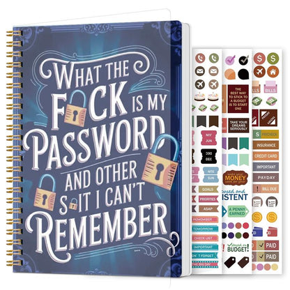 🔥Last Day 49% OFF - 📅Funny Password Notebook - Spiral Bound with Lock Icons & Funny Security Phrases✍️