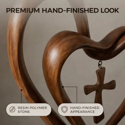 ✝️💖Handcrafted Marriage Takes Three – Entwined Heart & Cross Christian Wedding Sculpture