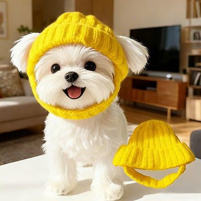 🔥LAST DAY 50% OFF - 🐾Red Wool Knit Dog Beanie with Ear Flaps – Warm Winter Hat