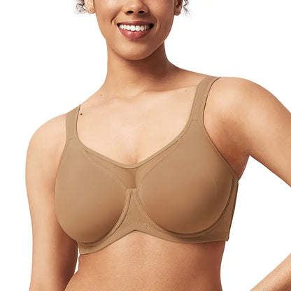 Plus Size Unlined Non-Padded Underwire Smoothing Wide Strap Full Coverage Minimizer