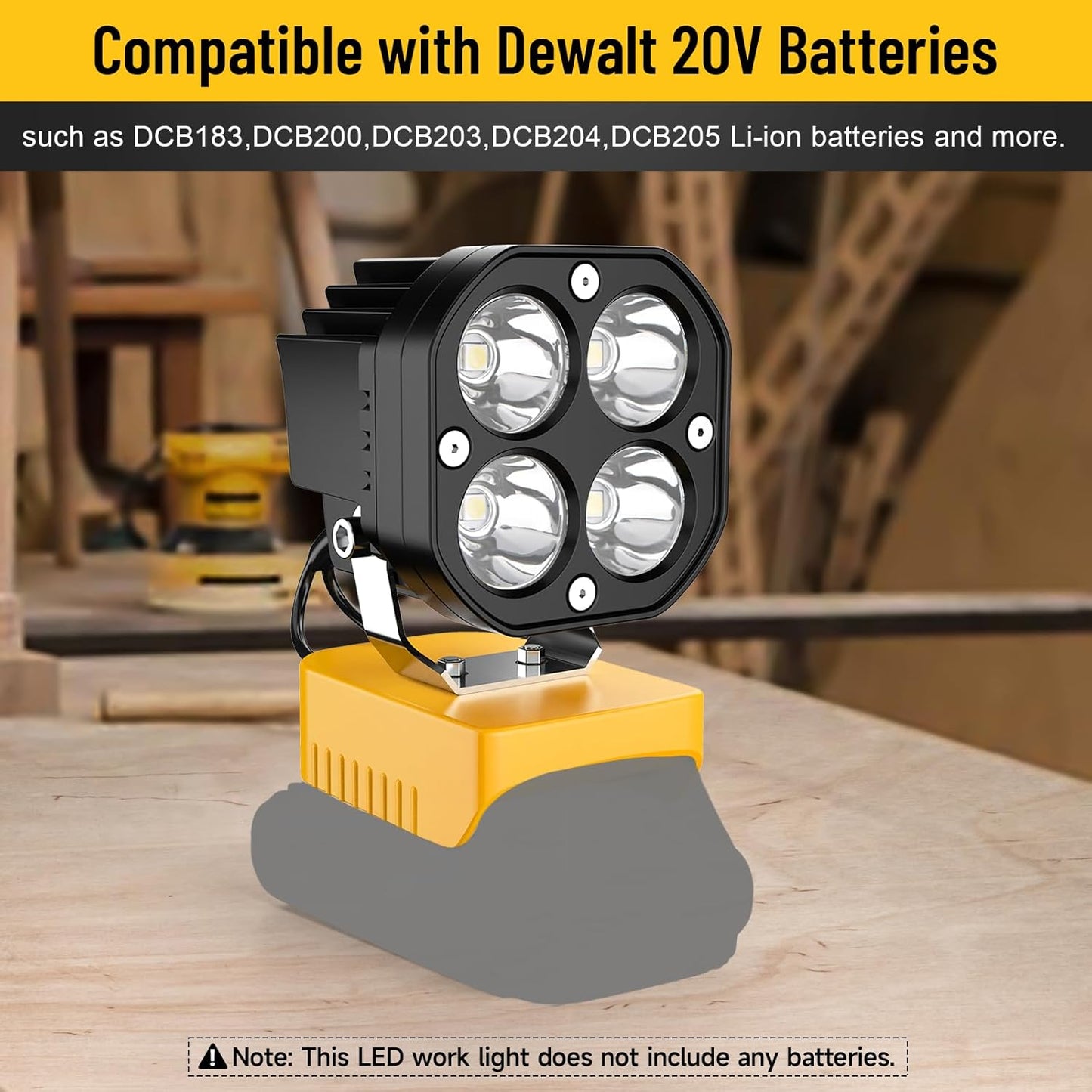 LED Work Light Compatible with Milwaukee 18V Battery/Dewalt 18V&20V Battery