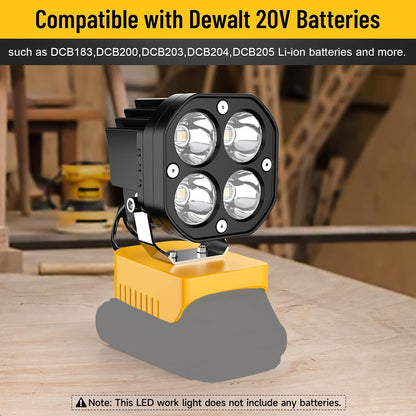 LED Work Light Compatible with Milwaukee 18V Battery/Dewalt 18V&20V Battery