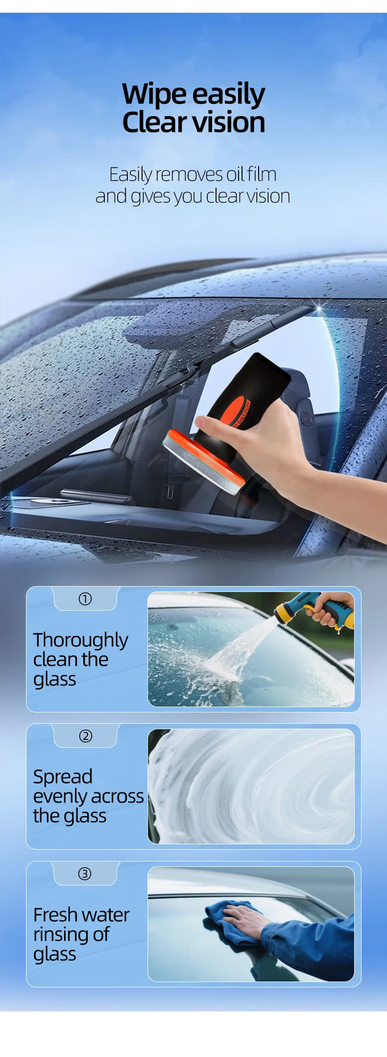🔥LAST DAY ONLY 49% OFF🚗🧼Automotive Oil Film Cleaning Brush for Car Windows – Glass Cleaning Board