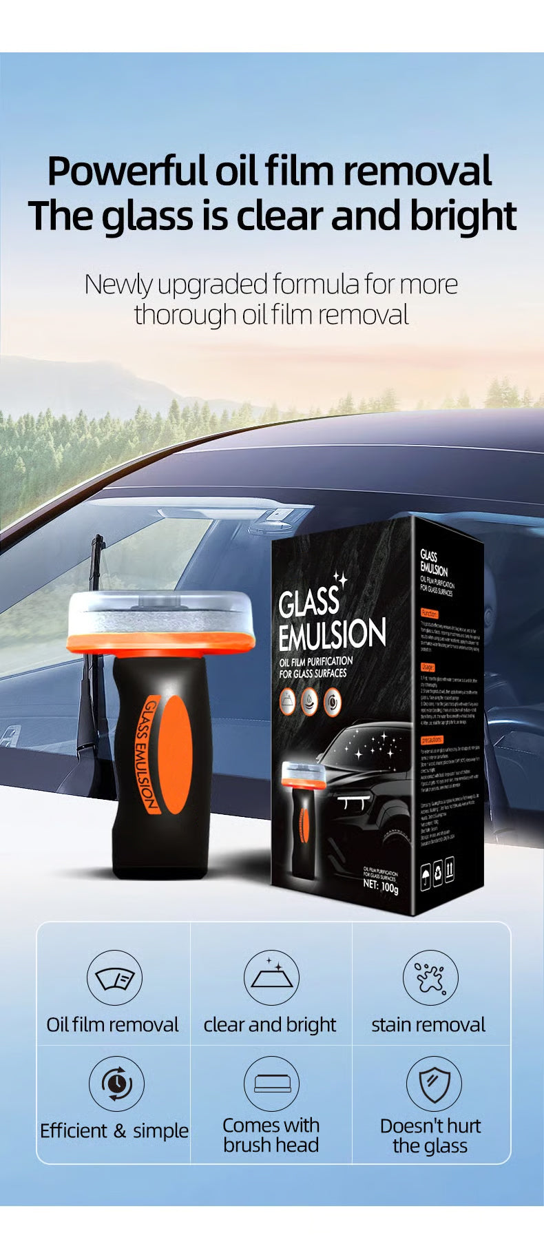 🔥LAST DAY ONLY 49% OFF🚗🧼Automotive Oil Film Cleaning Brush for Car Windows – Glass Cleaning Board